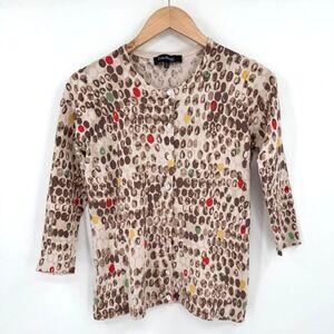Evan-Picone Petite Silk Blend Abstract Pebble Print Button Front Cardigan‎ PM